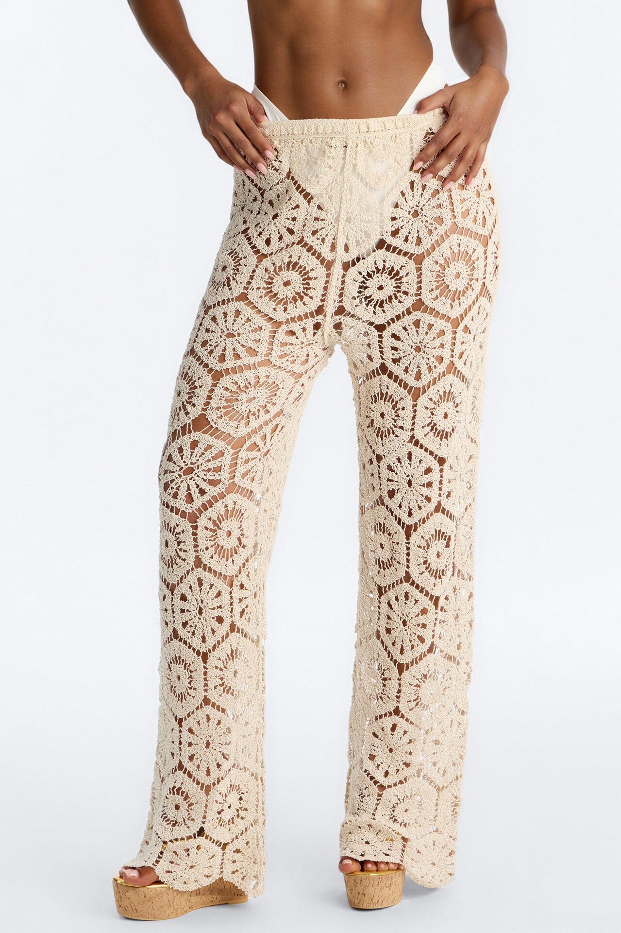 Salina Crochet Cover Up Pants - Cream