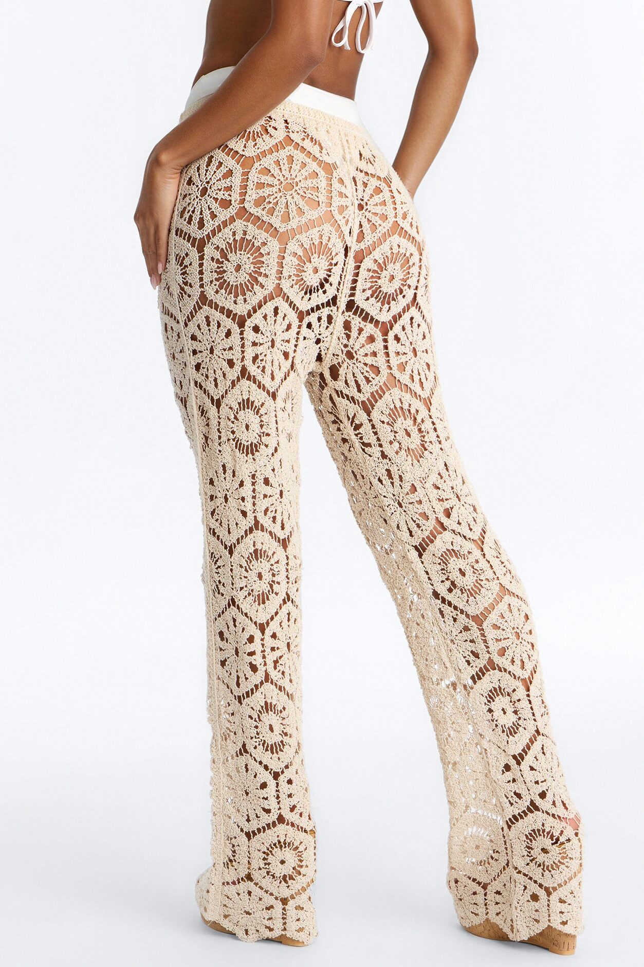 Salina Crochet Cover Up Pants - Cream