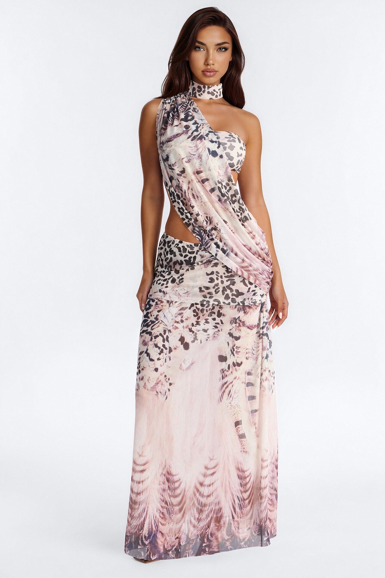 Wild Whimsy Mesh Maxi Dress - Ivory/combo