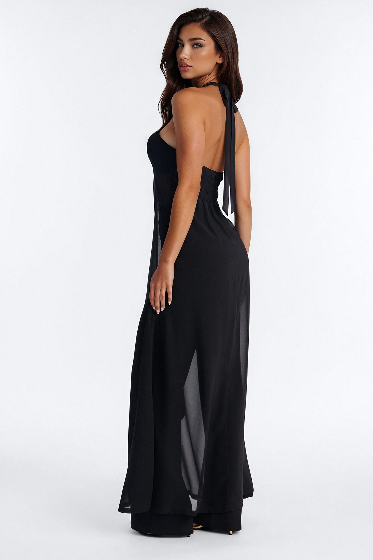 Maura Flowy Halter Pant Set - Black