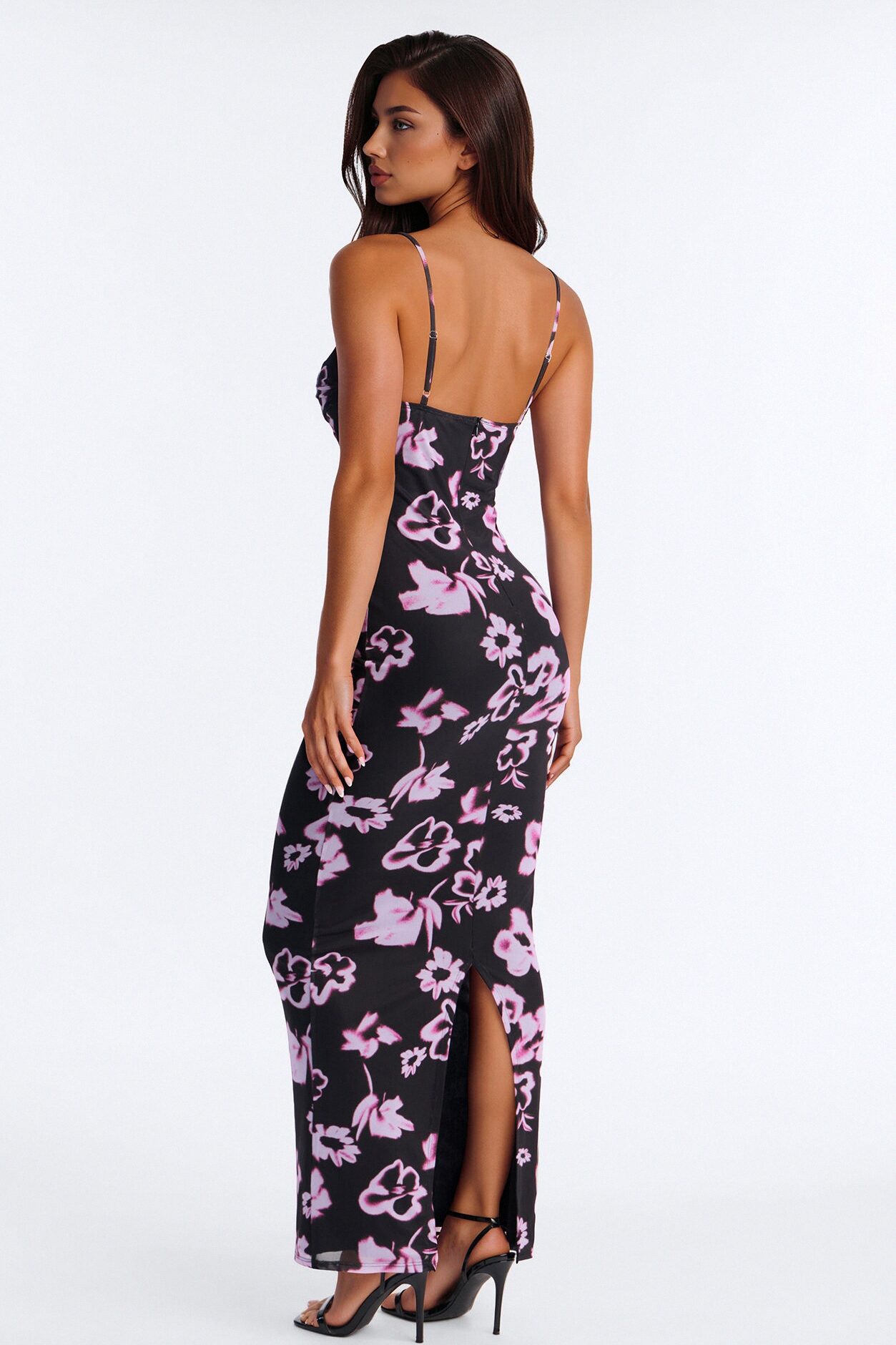 Catherine Floral Mesh Maxi Dress - Black/combo