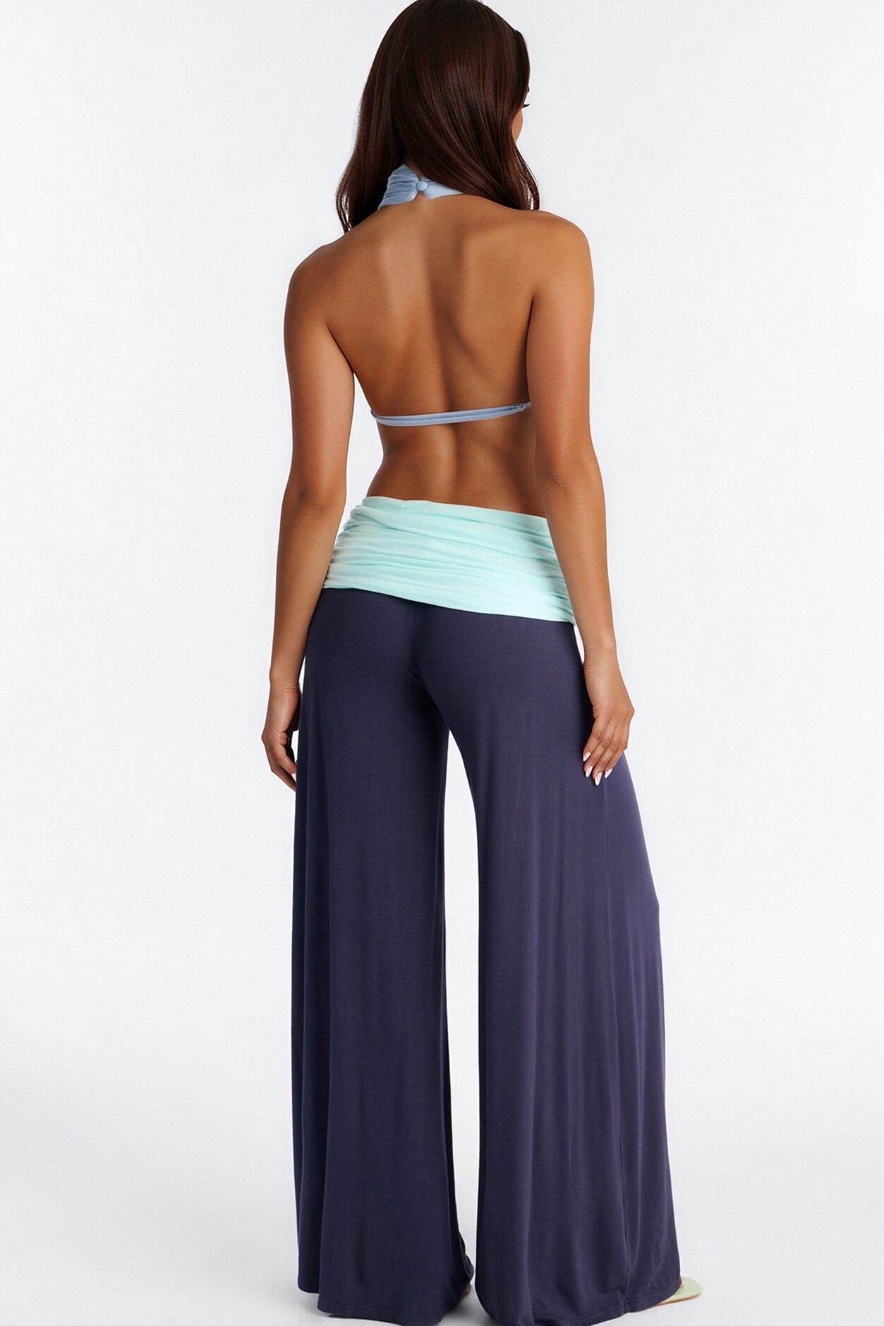 Rosalia Color Block Backless Jumpsuit - Blue/combo