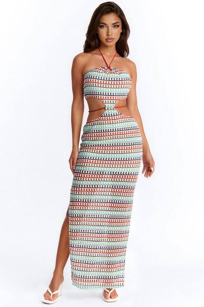 Coconut Kisses Cut Out Crochet Maxi Dress - Marsala