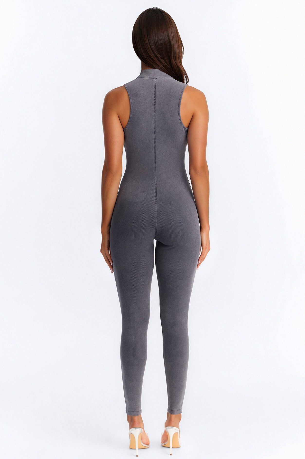 Amira Zip Front Jumpsuit - Grey