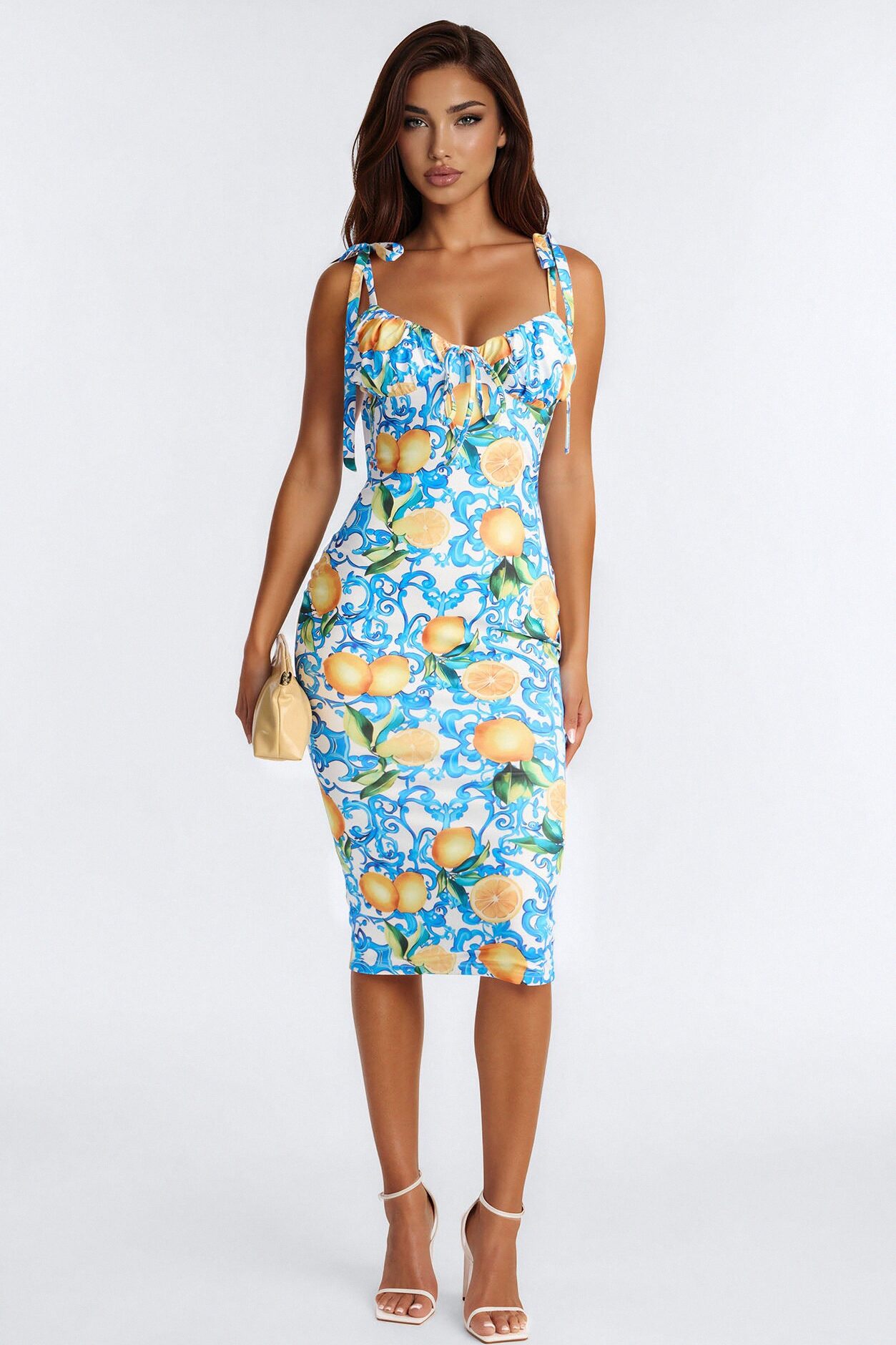 Ciao Bella Lemon Midi Dress - Blue/combo