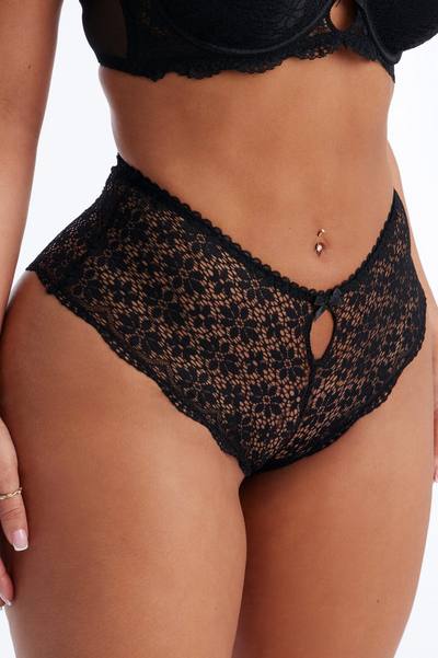 Honey Kiss Lace Boyshort Panty - Black