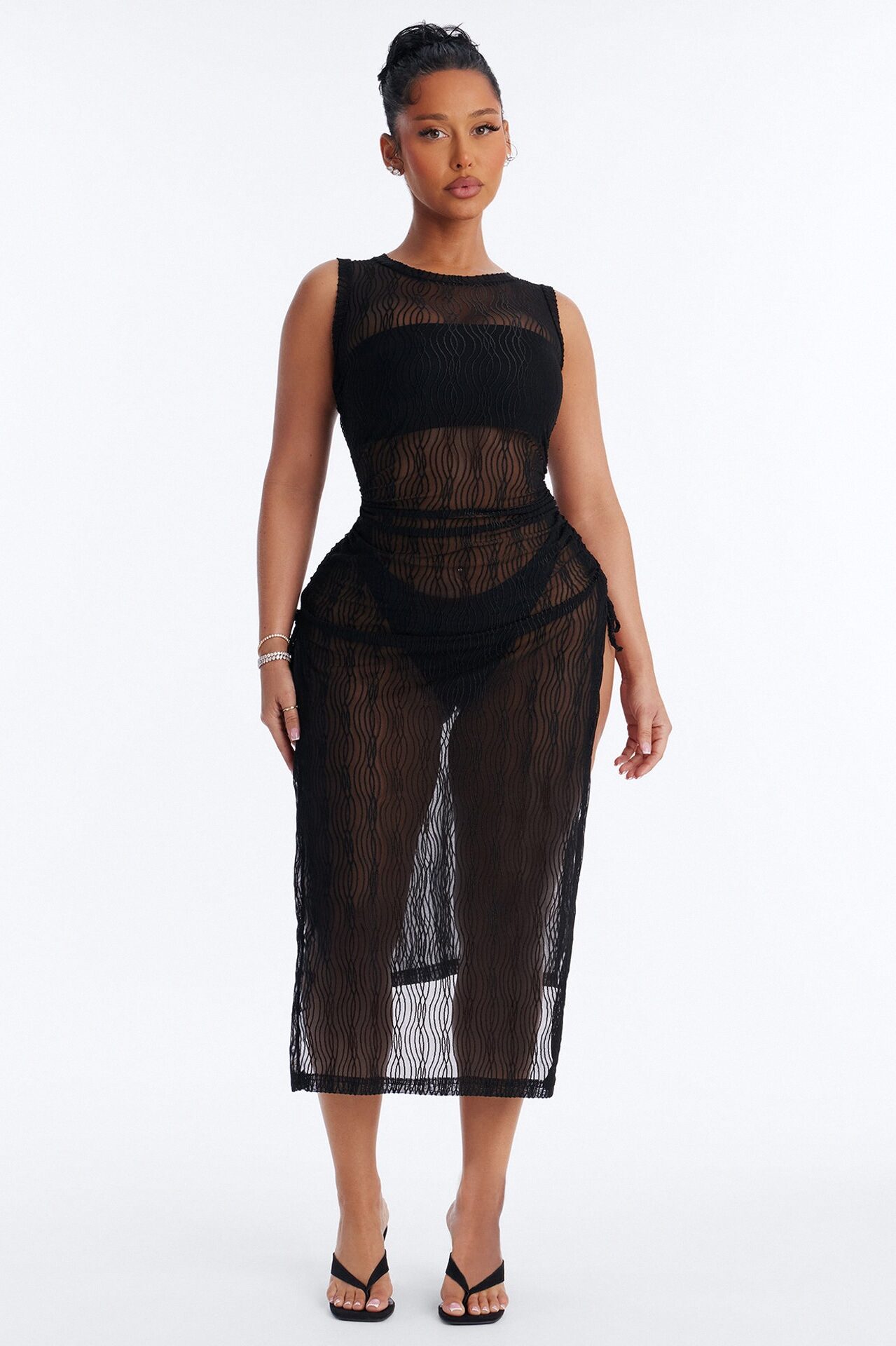 Cold Water Mesh Cover Up Dress - Black