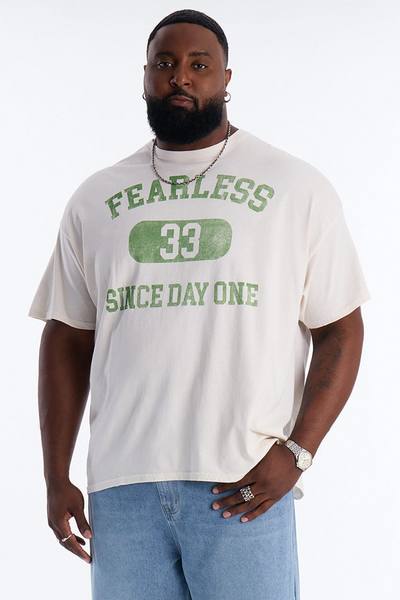 Fearless Since Day One Vintage Oversized Short Sleeve Tee - White