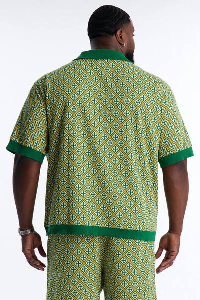 Tunis Medina Jacquard Button Up Shirt - Green
