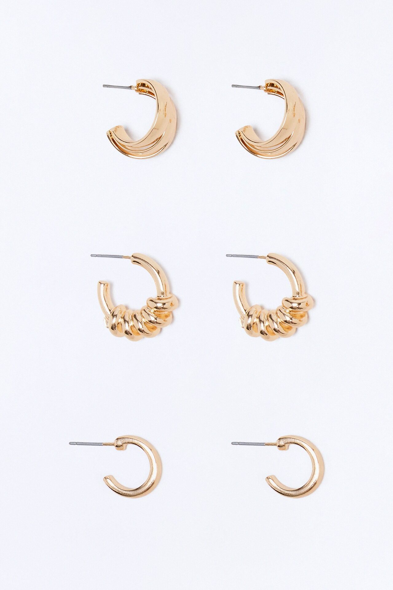 The Minimal 3 Pair Earring Set - Gold
