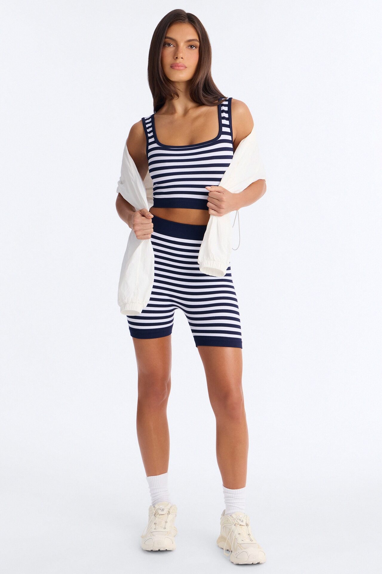 Harlowe Stripe Seamless Short Set - Black/White