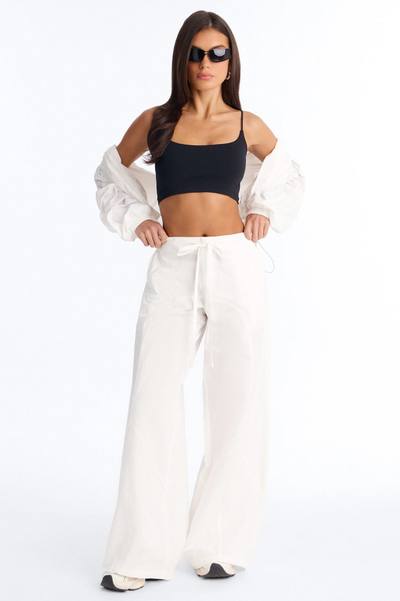 Maggie Low Rise Cotton Wide Leg Pant - White