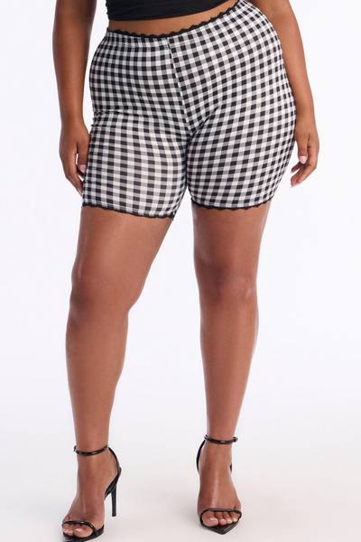 Florentina Lace Trim Biker Short - Black