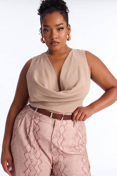 Rayna Belted Cowl Jumpsuit - Taupe
