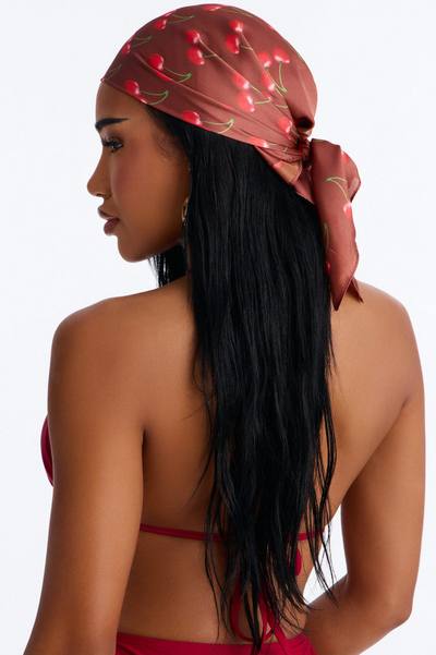 Cherry Season Satin Head Wrap - Burgundy