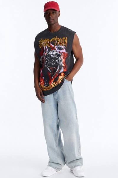 Through The Fire Vintage Oversized Muscle Tee - Black Wash