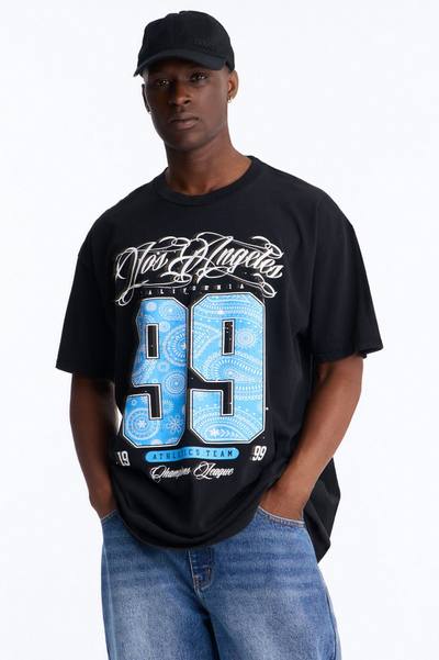 LA 99 Vintage Oversized Short Sleeve Tee - Black Wash
