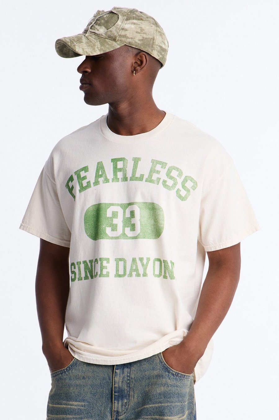 Fearless Since Day One Vintage Oversized Short Sleeve Tee - White