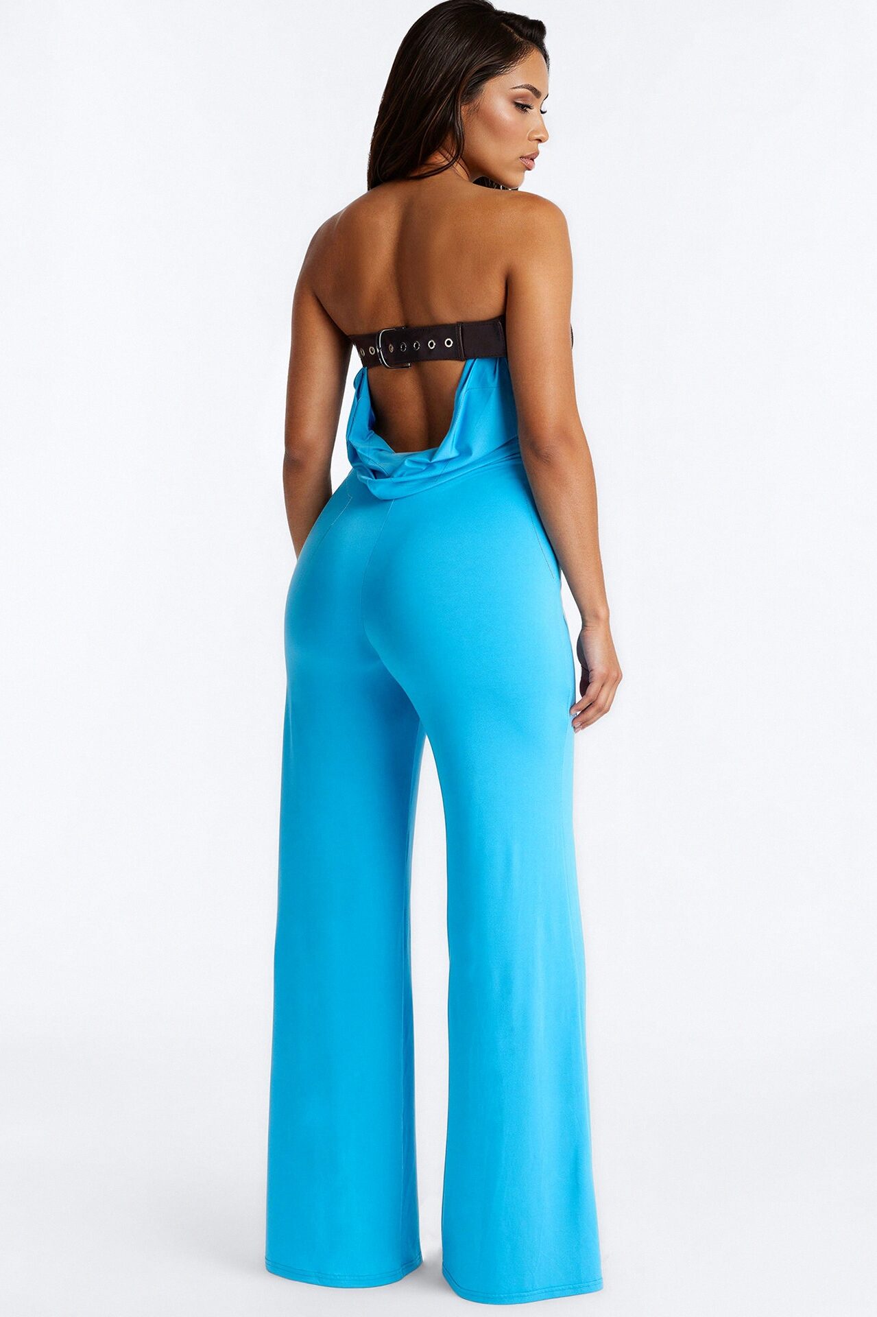 Bianca Backless Wide Leg Jumpsuit - Blue