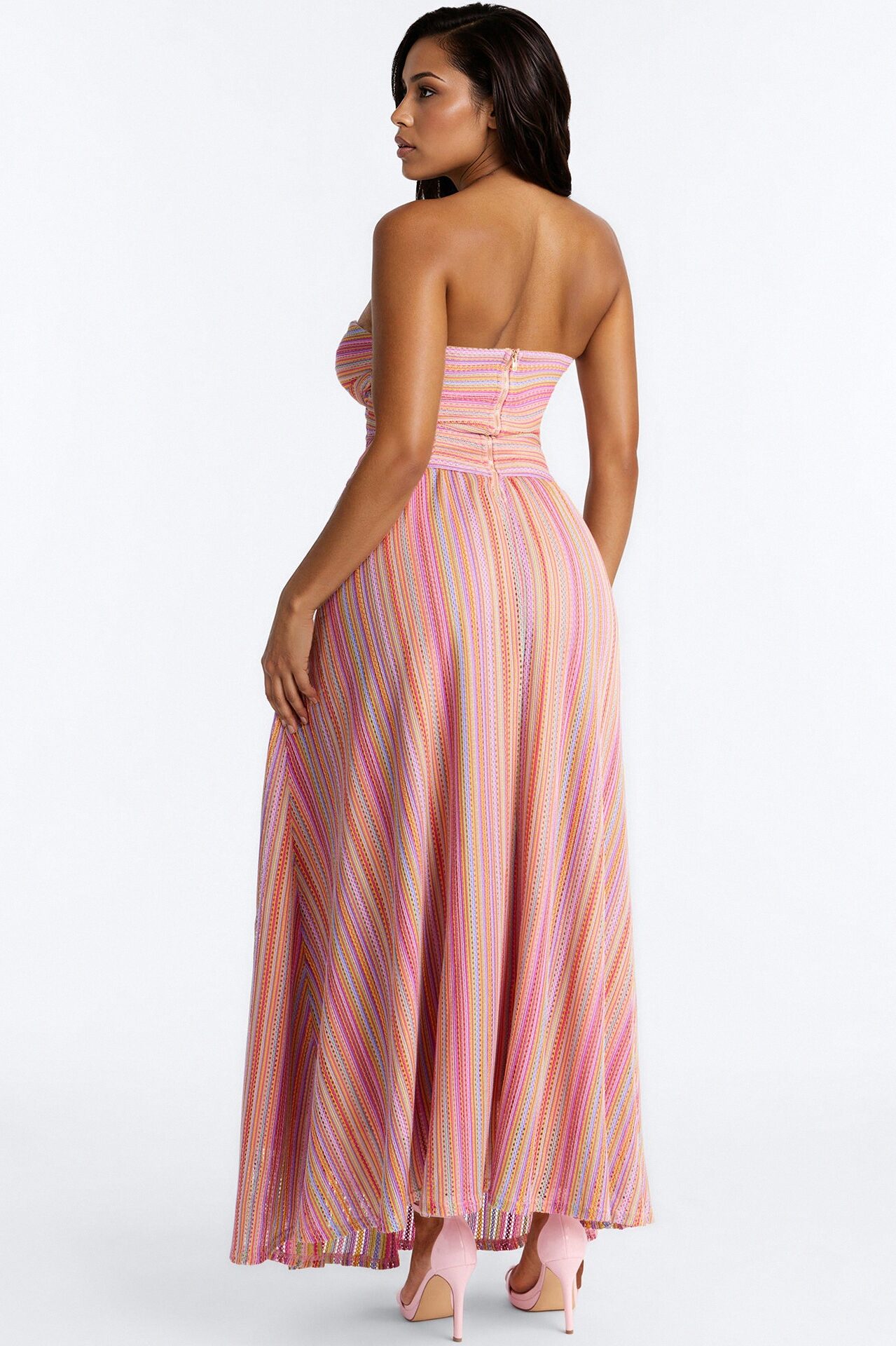 Camilla Strapless Crochet Knit Maxi Dress - MultiColor