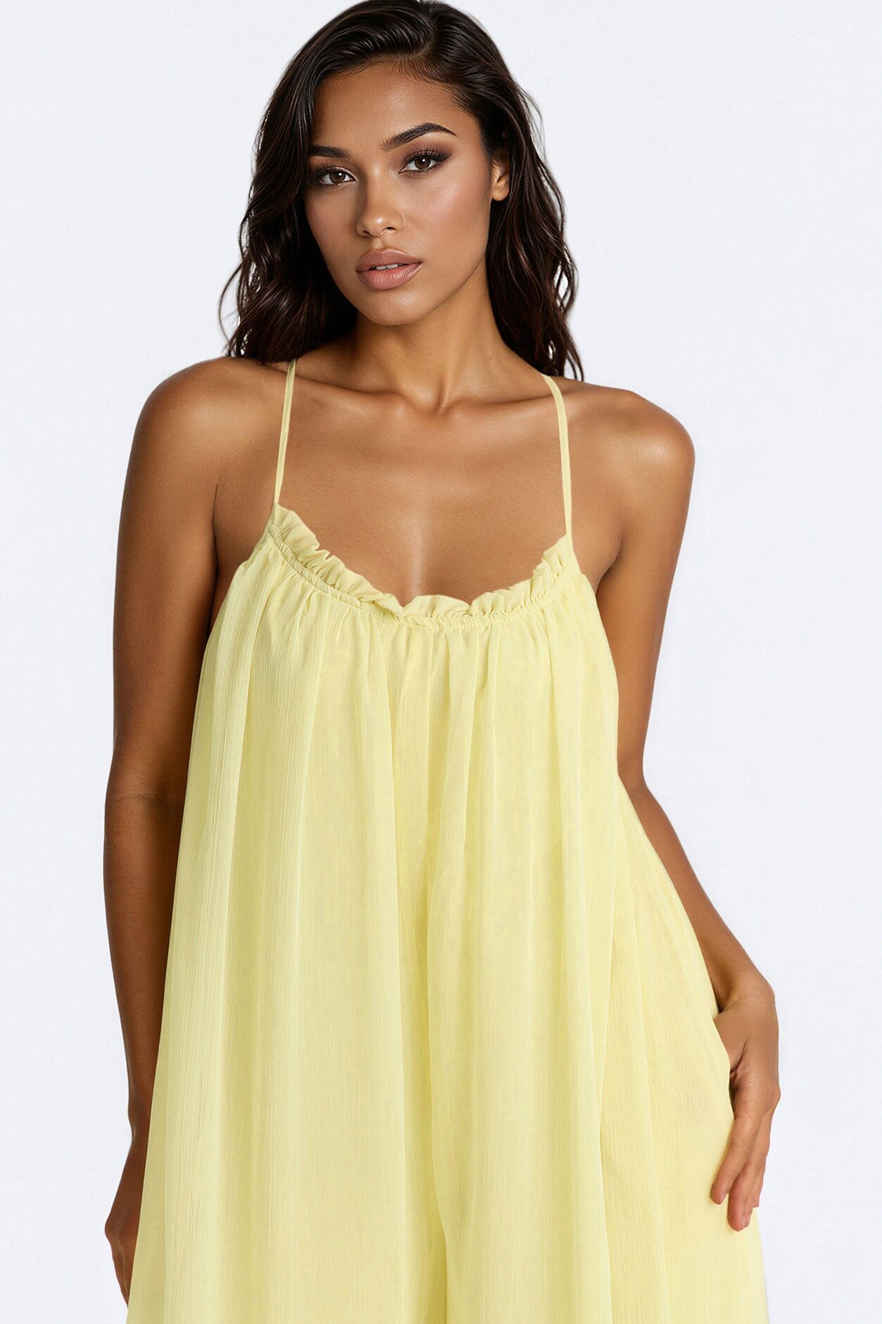 Summer Sun Chiffon Jumpsuit - Yellow