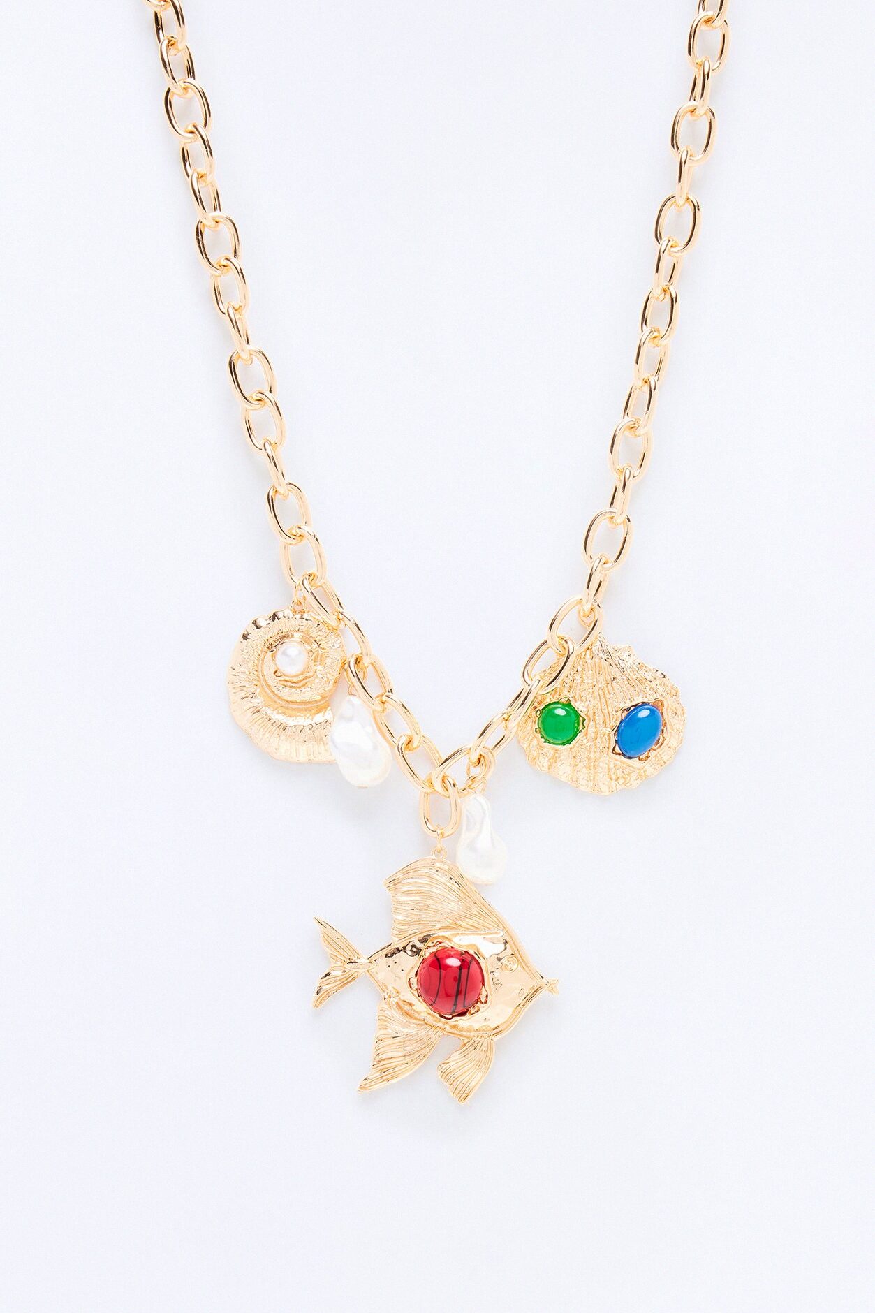 Sea Whisper Charm Necklace - Gold/combo