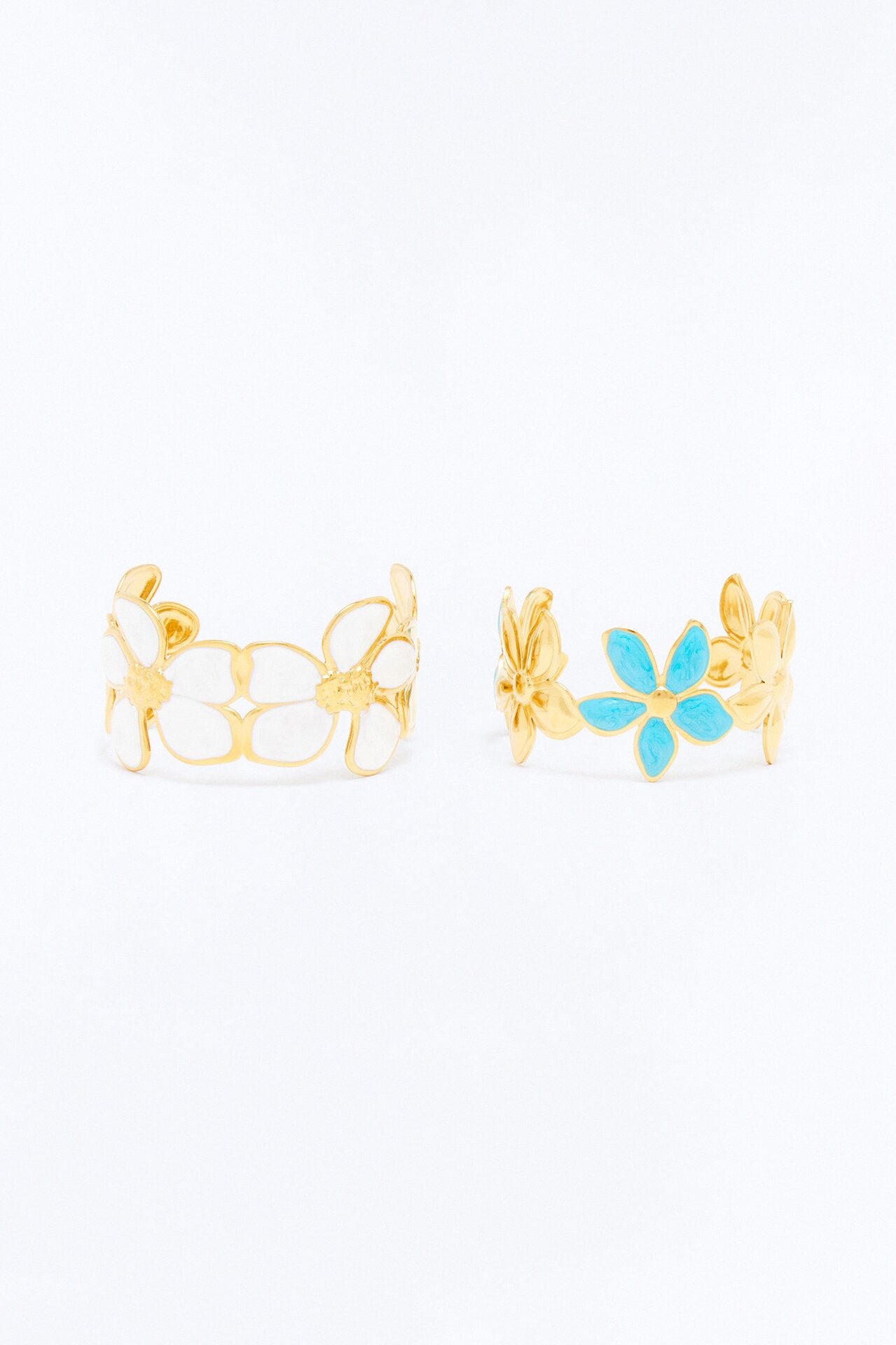 Tropical Orchid Cuff Bracelets - Gold/Blue