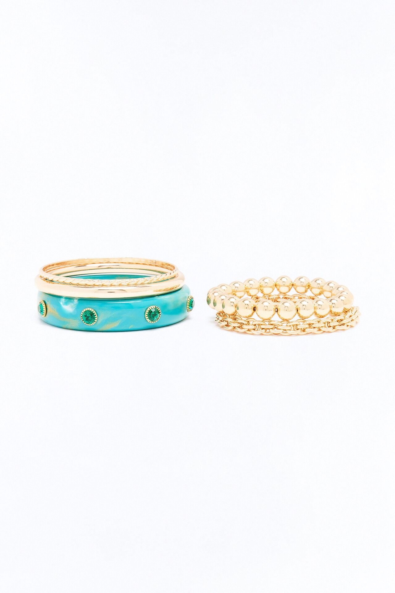 Beachside Dinner 5 Piece Bracelet Set - Gold/Blue