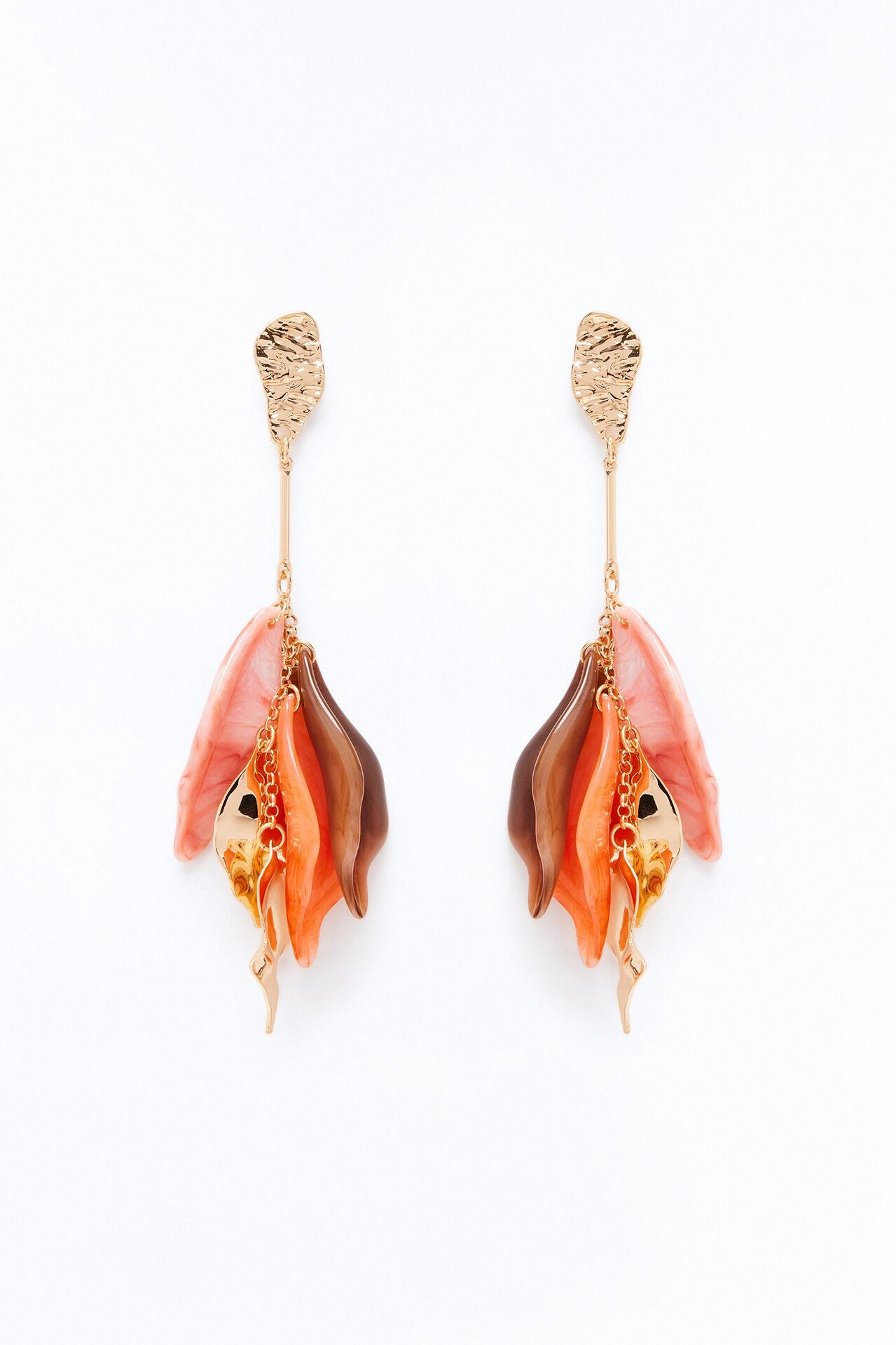 Night Blossom Drop Earrings - Gold/Pink