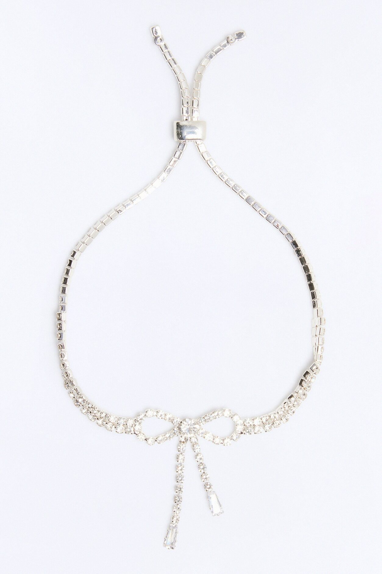 Cubic Zirconia Pretty Bow Bracelet - Silver