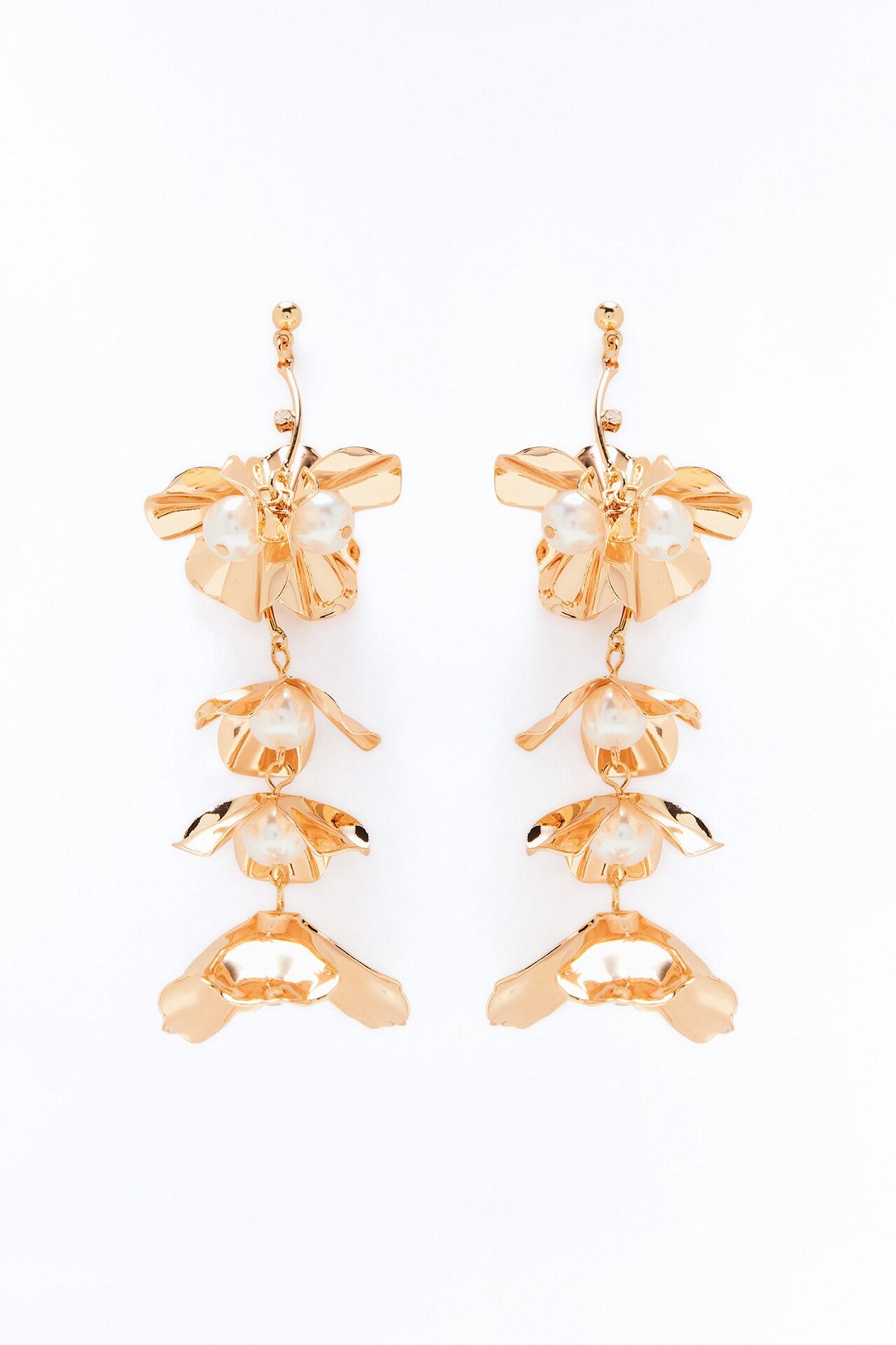 Petal Drip Drop Earrings - Gold