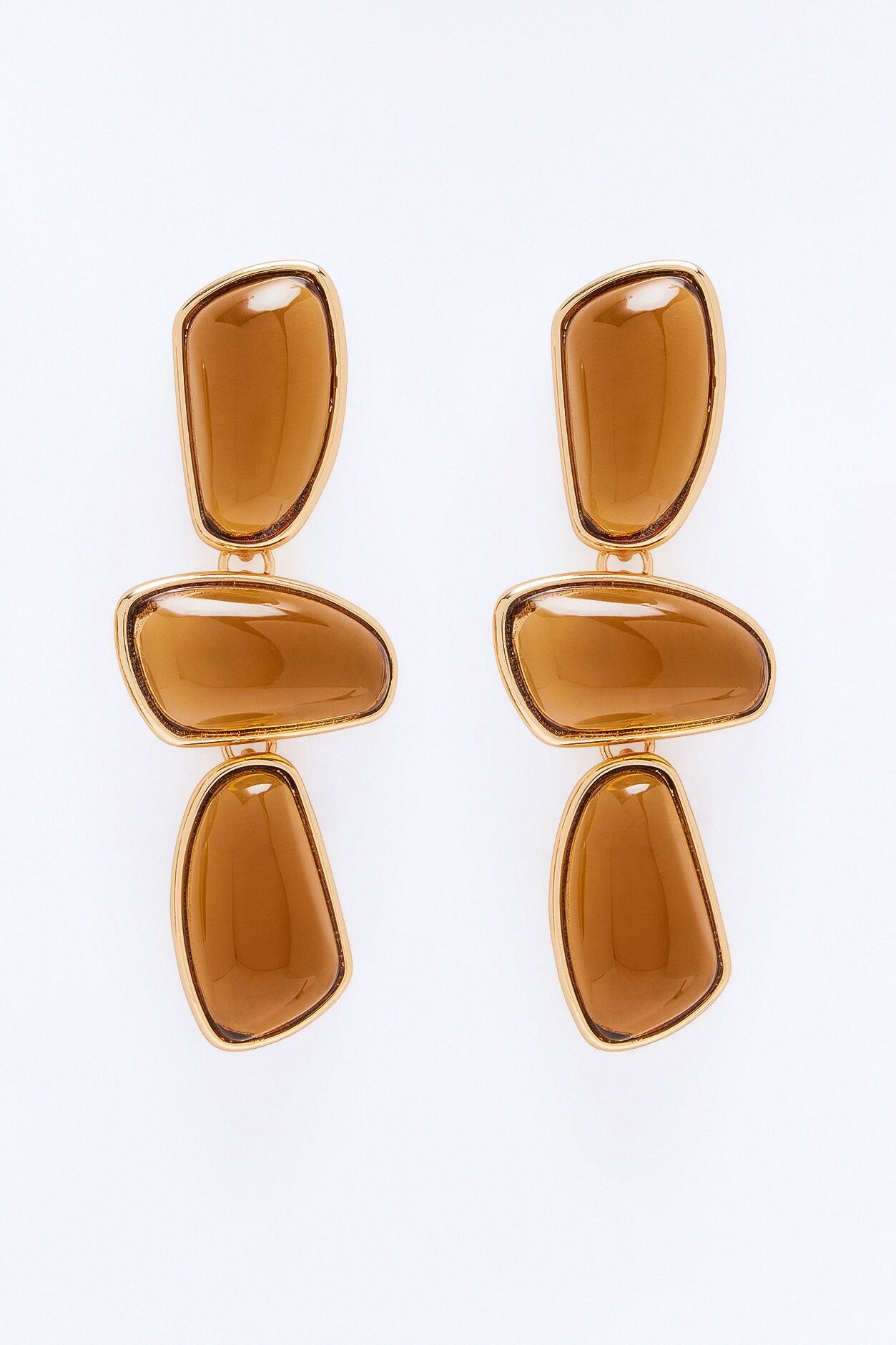 Be Balanced Jeweled Earrings - Brown