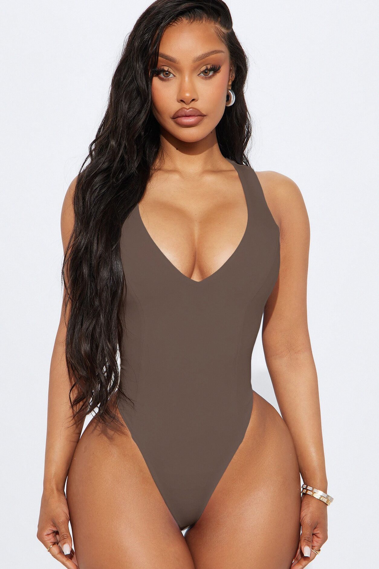 Delta Double Lined Bodysuit - Mocha