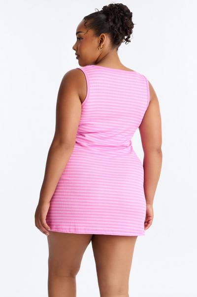 Staying In Striped PJ Sleep Dress - Pink