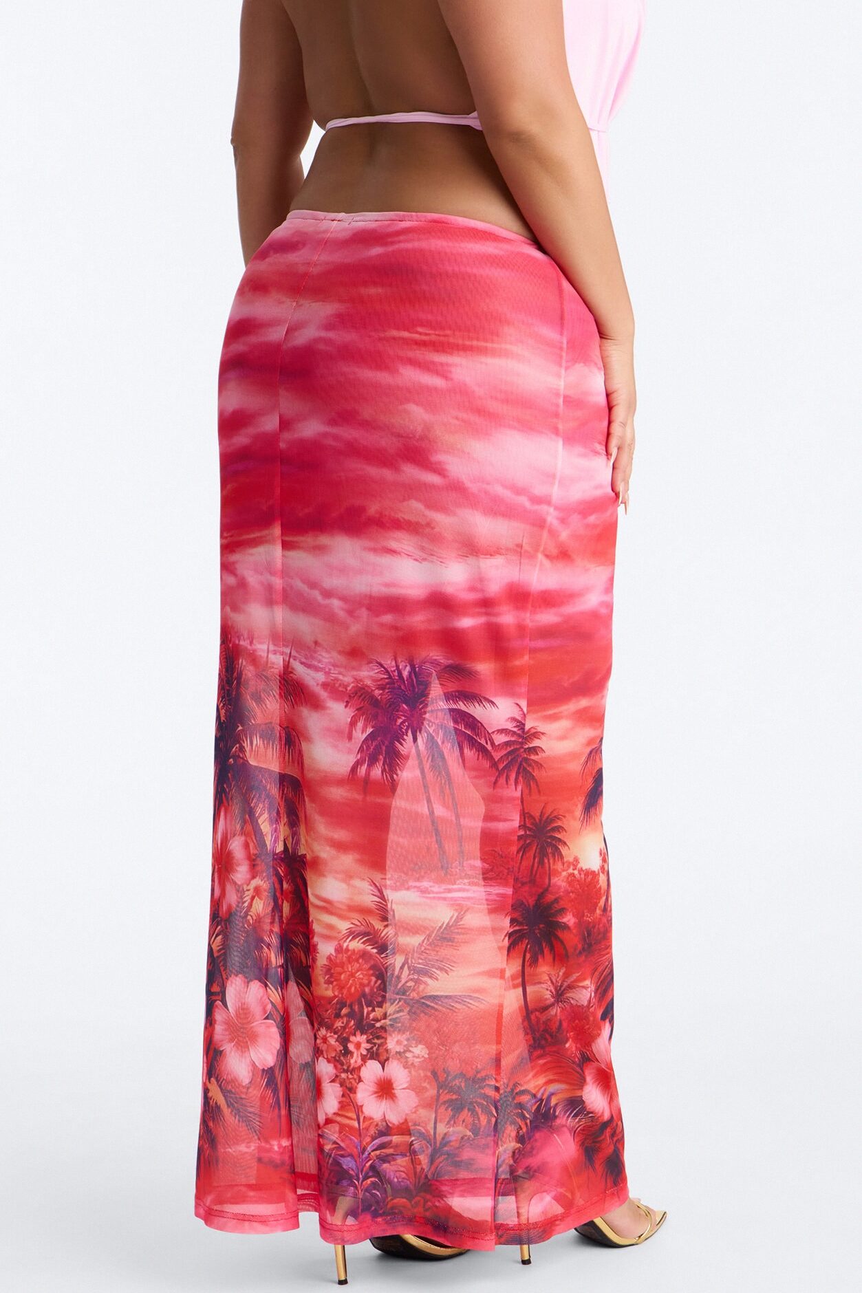 Miami Heat Wave Mesh Maxi Skirt - Hot Pink/combo