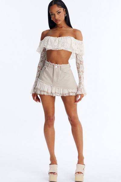 Dangerously Desired Layered Mini Skirt - Stone