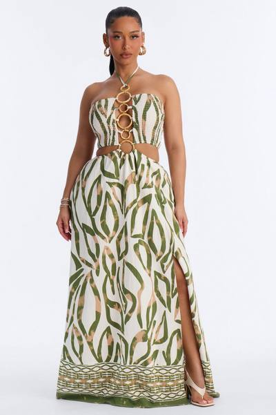 Hawaiian Islands Linen Maxi Dress - Sage