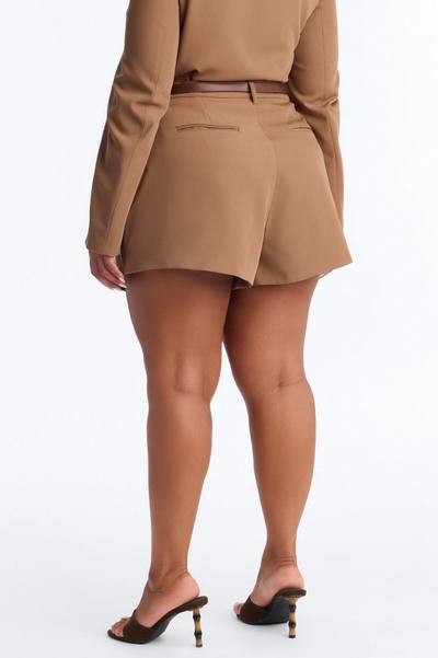 Ready To Work Crepe Pleated Trouser Short - Brown