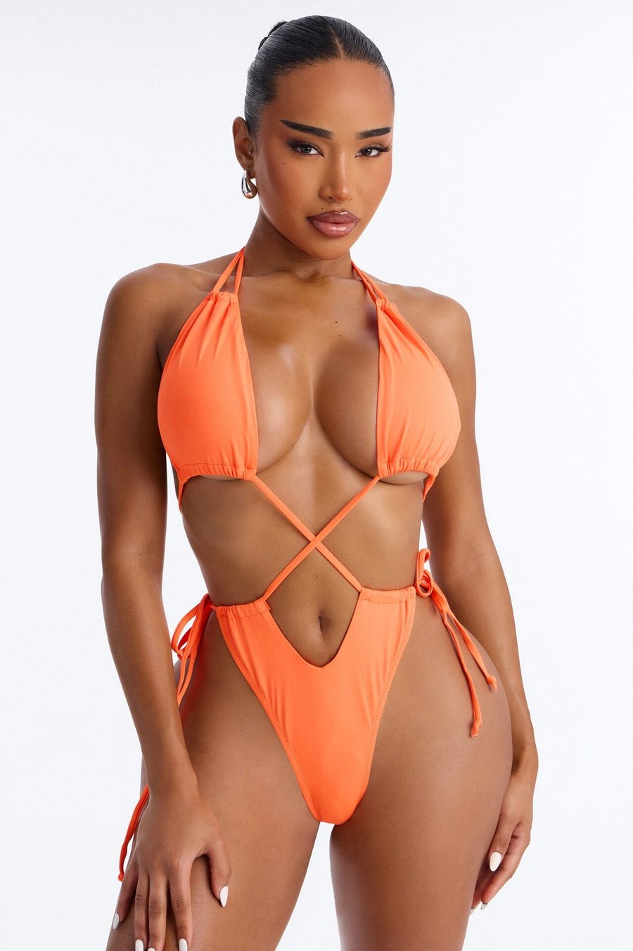 Sunrise Selfies Strappy One Piece Swimsuit - Orange