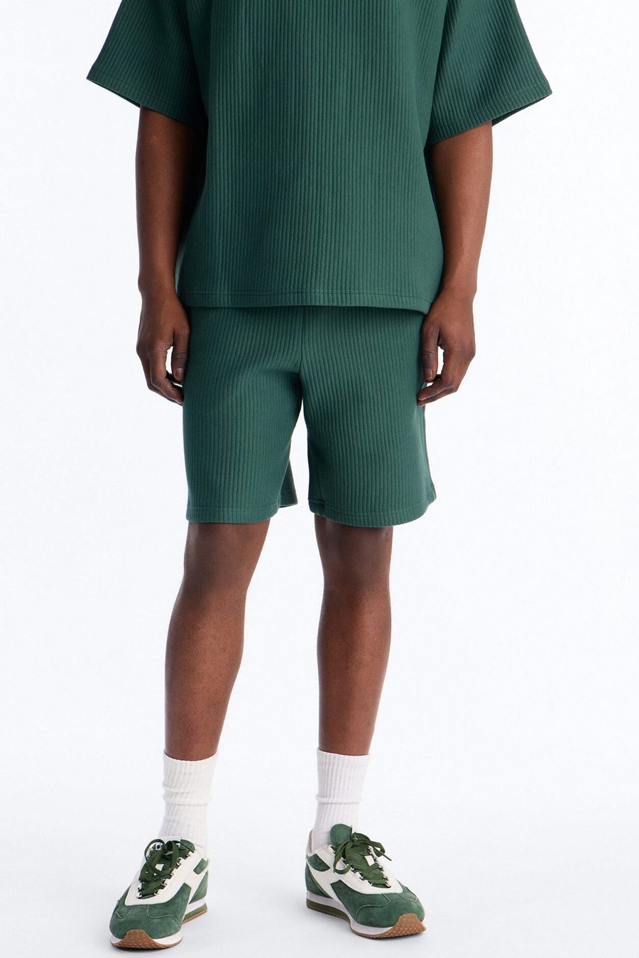 Textured Relaxed Sweatshort - Green
