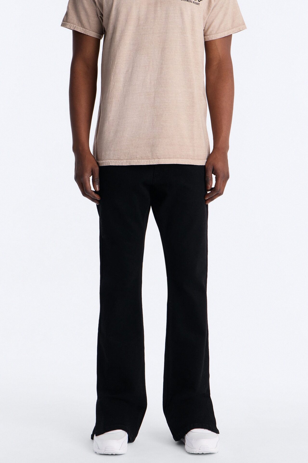 Upstanding Slit Stacked Slim Flare Jeans - Black