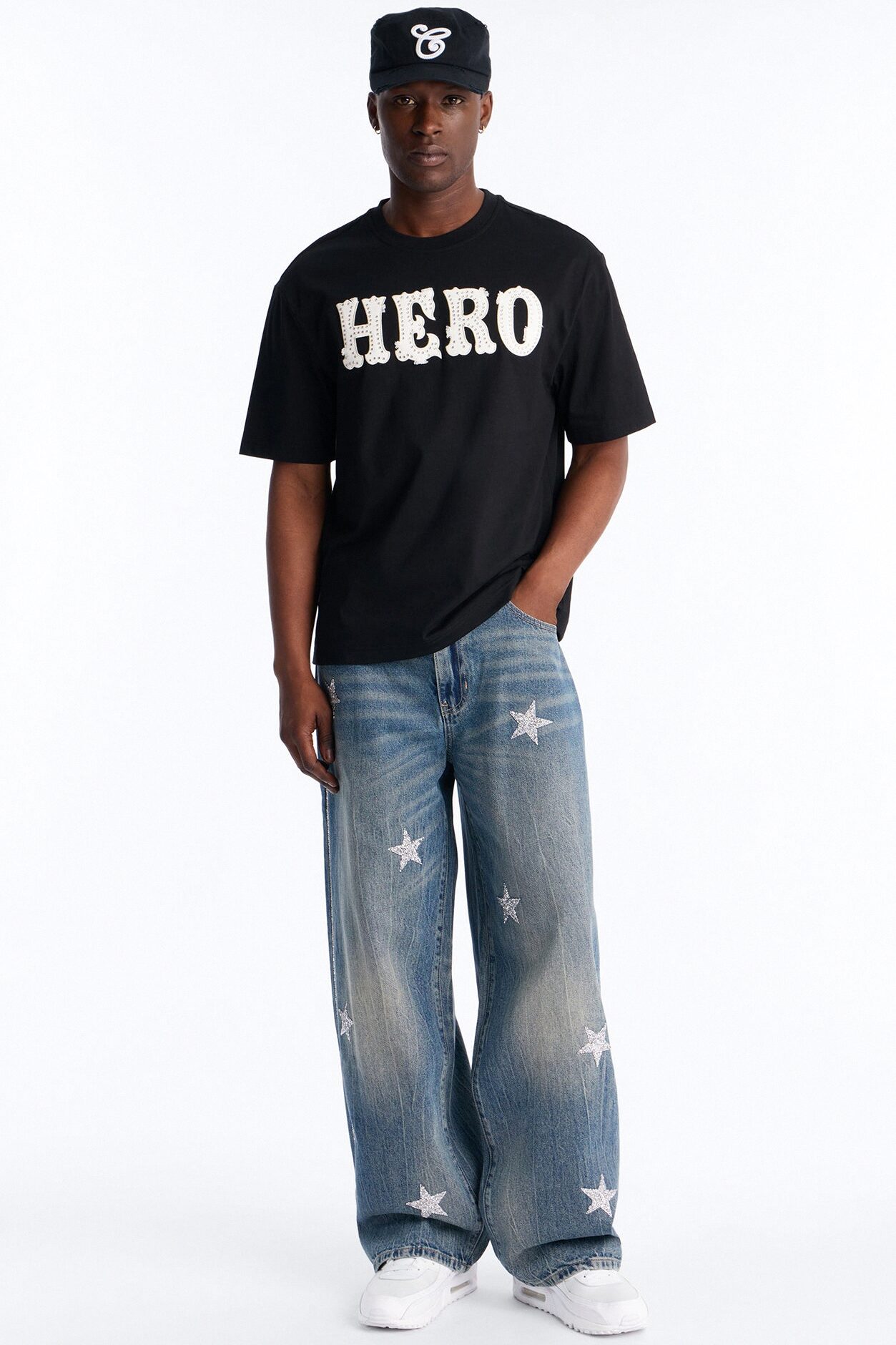 Baggy Cosmic Star Tux Jean - Medium Blue Wash