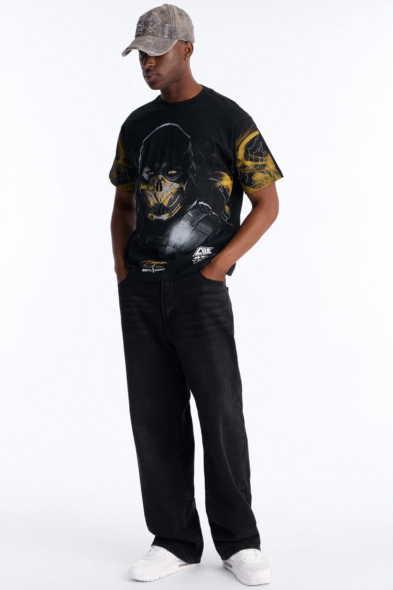 Mortal Kombat Scorpion Heavy Weight Boxy Short Sleeve Tee - Black