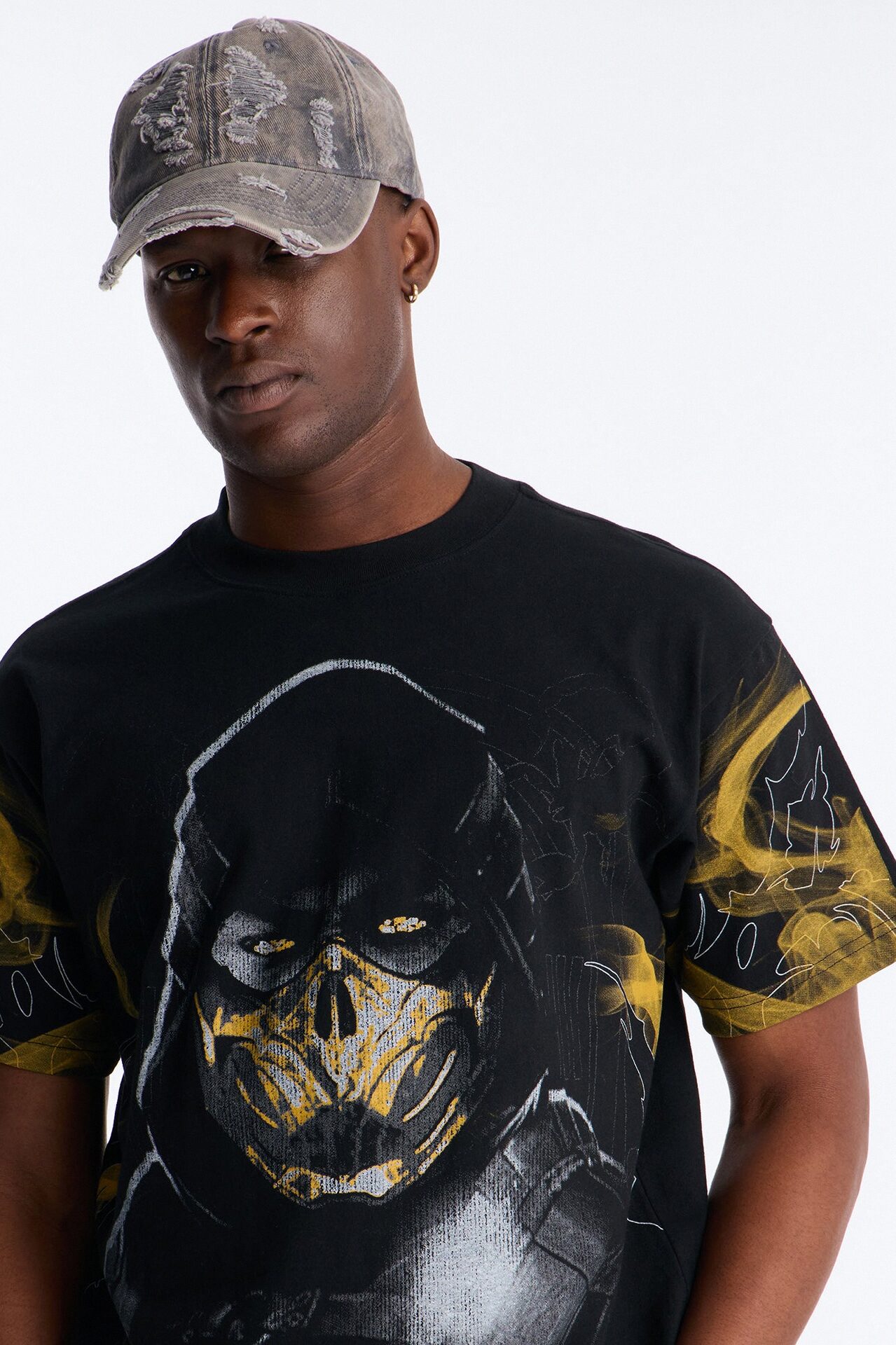 Mortal Kombat Scorpion Heavy Weight Boxy Short Sleeve Tee - Black