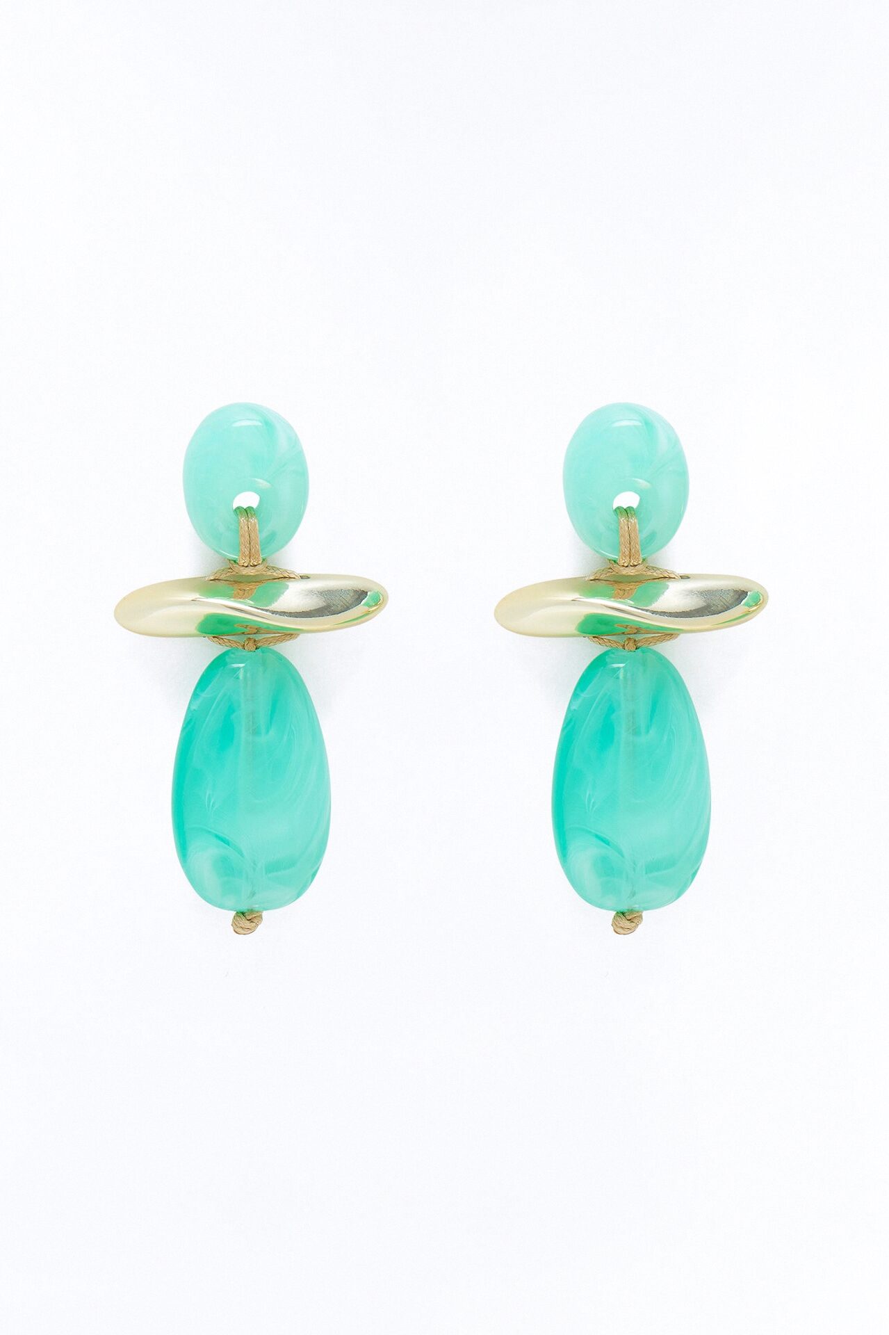 Honey Alloy Jeweled Earrings - Blue