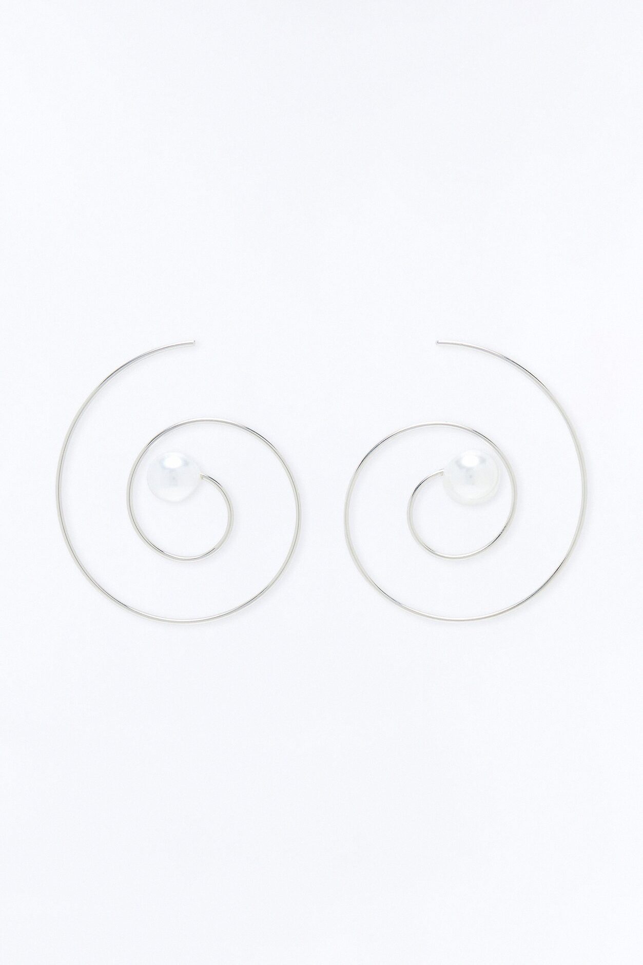 Caught In A Swirl Pearl Hoop Earrings - Silver