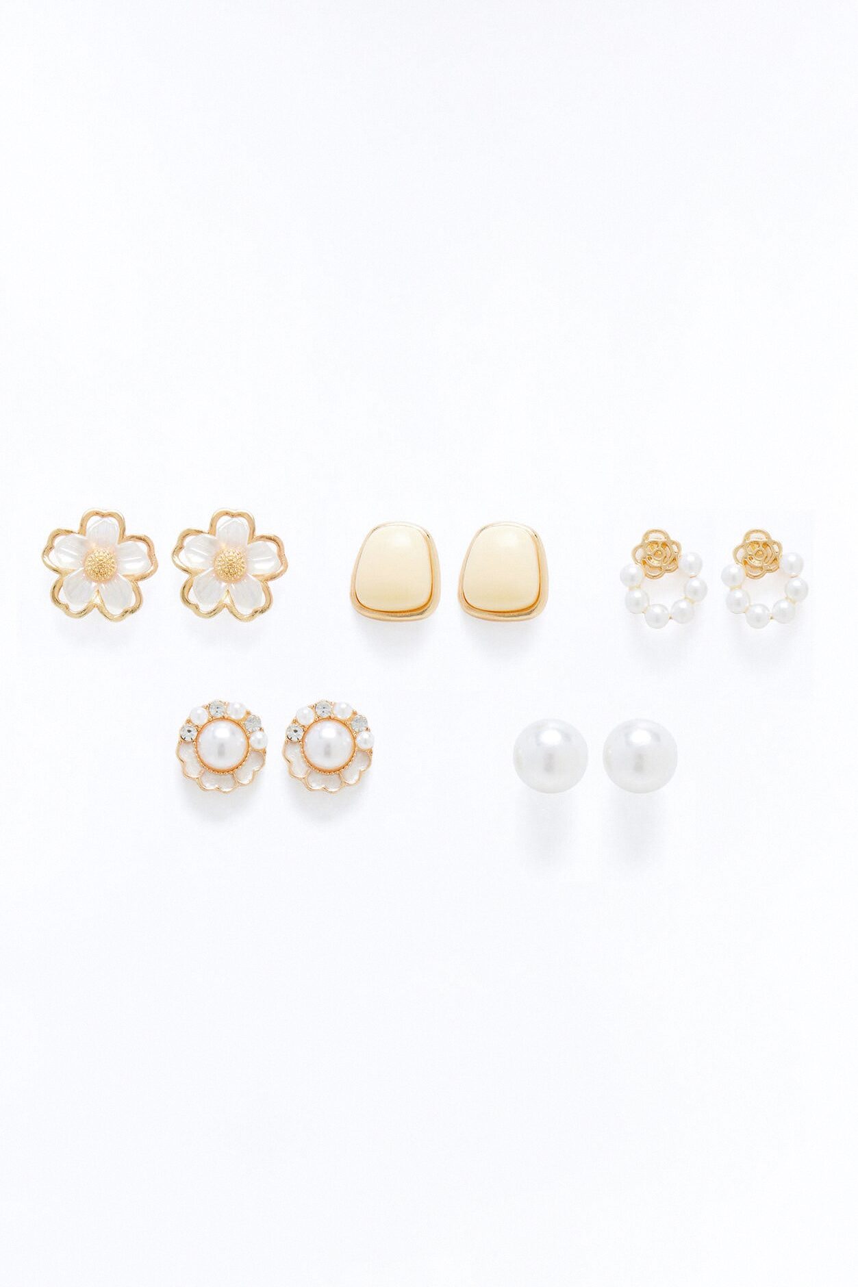 Be Timeless Pearl 5 Pair Multi Earring Set - Gold/combo