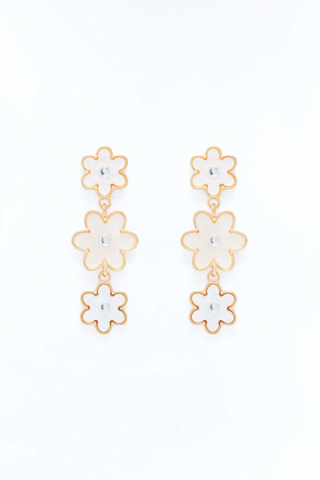 Dropping Daisies Earrings - White/Gold