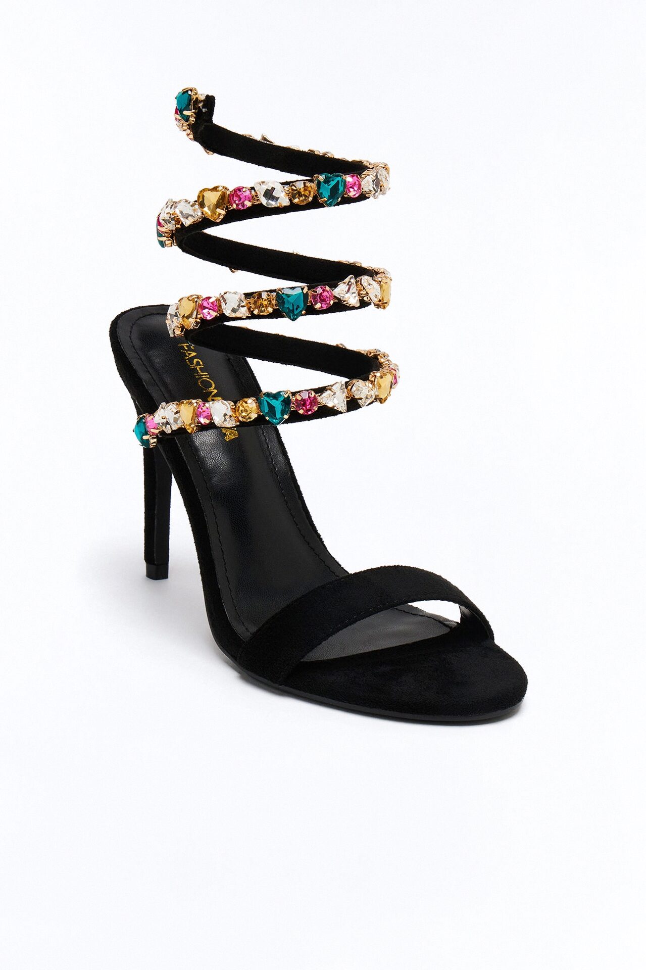 Laylin Jewel Wrap Up Heels - Black
