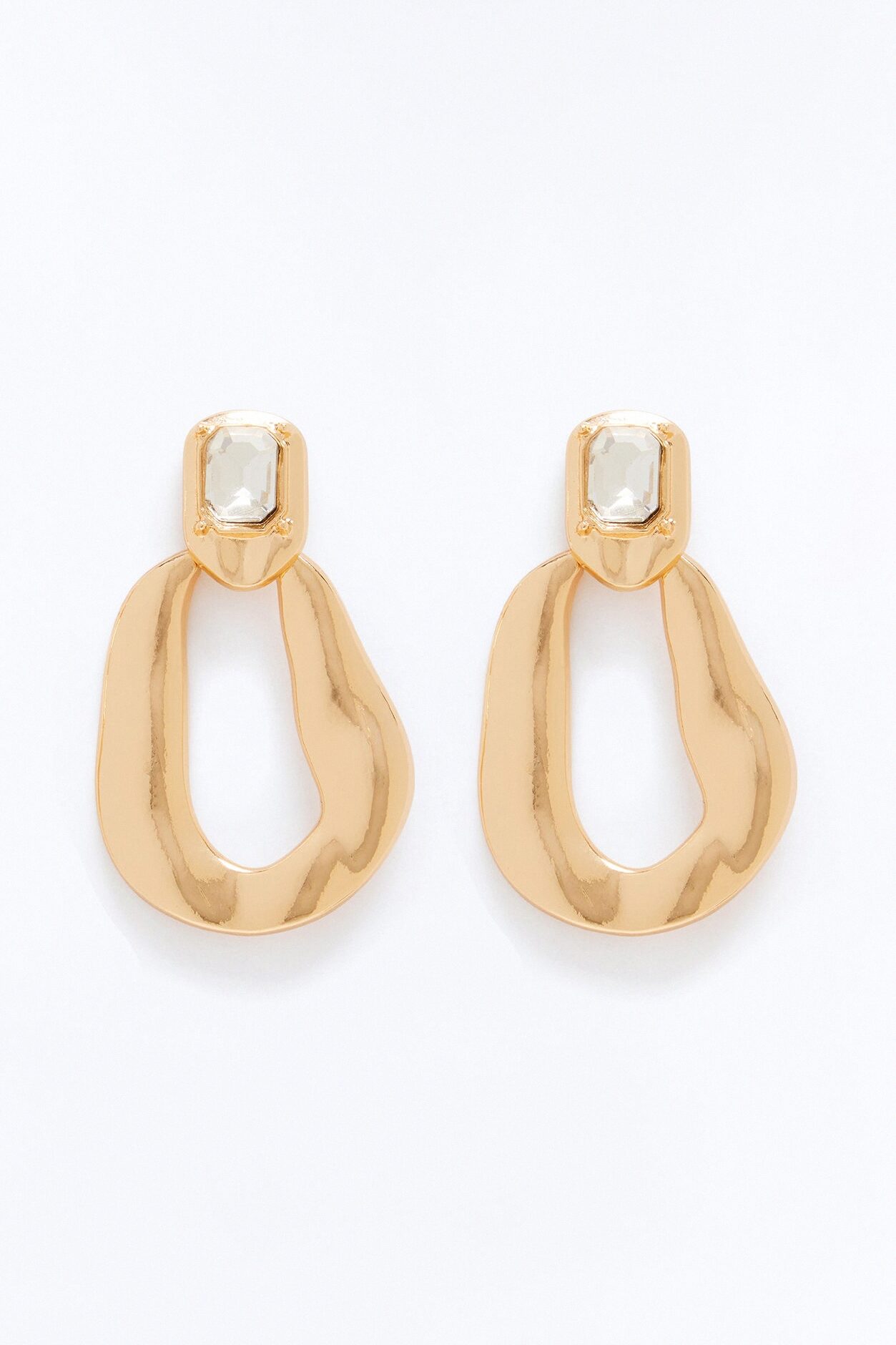 Julie Rhinestone Drop Earrings - Gold